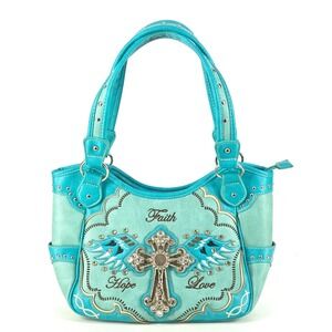 Justin West Concealed Carry Purse South Western Angel Wing Embroidery Rockabilly